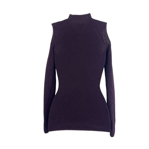 Aritzia Wilfred Bonnard Stretch Knit Cold Shoulder Sweater Noble Plum Size XS - Picture 5 of 13
